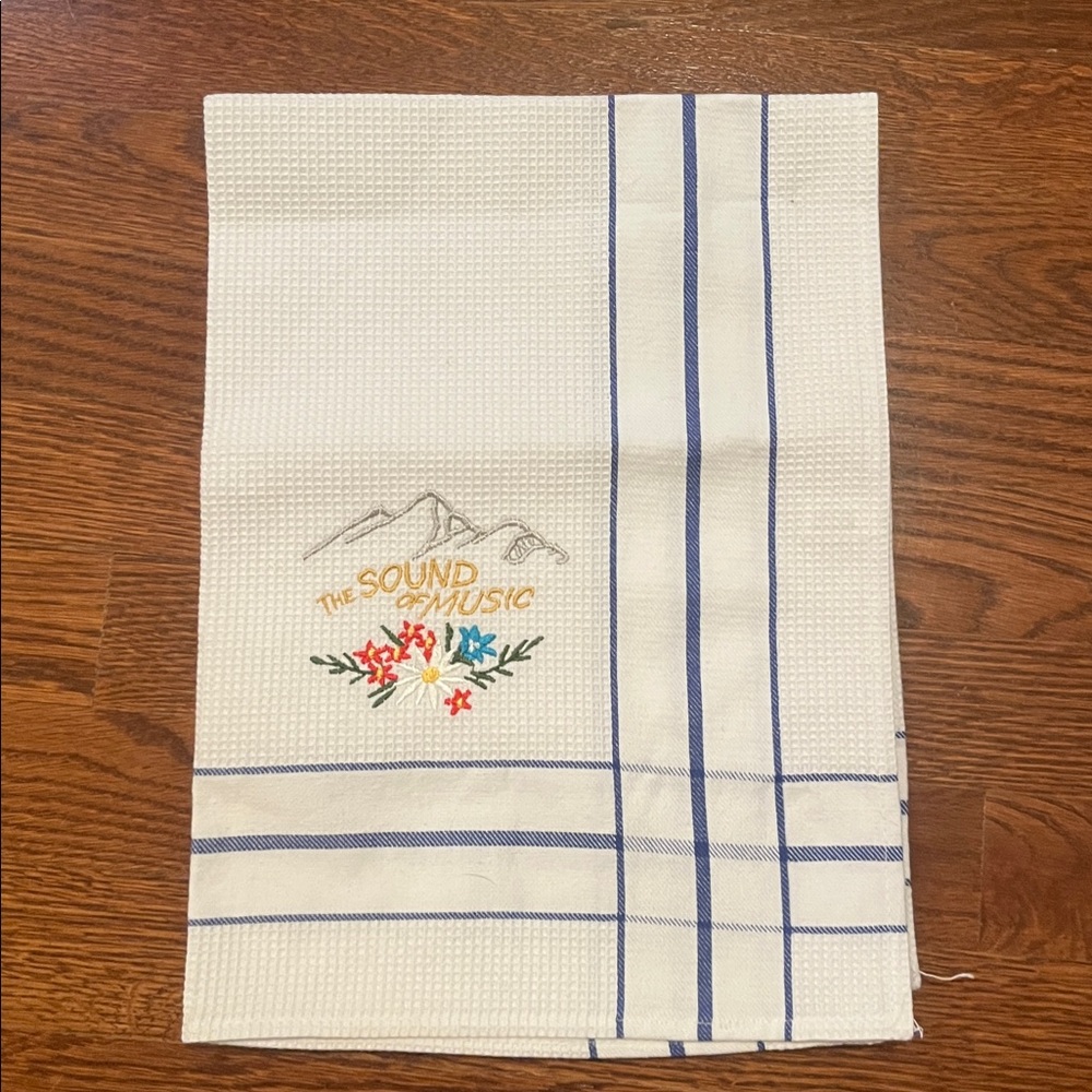 Sound of Music Embroidered Tea Towel - White - Picture 2 of 3